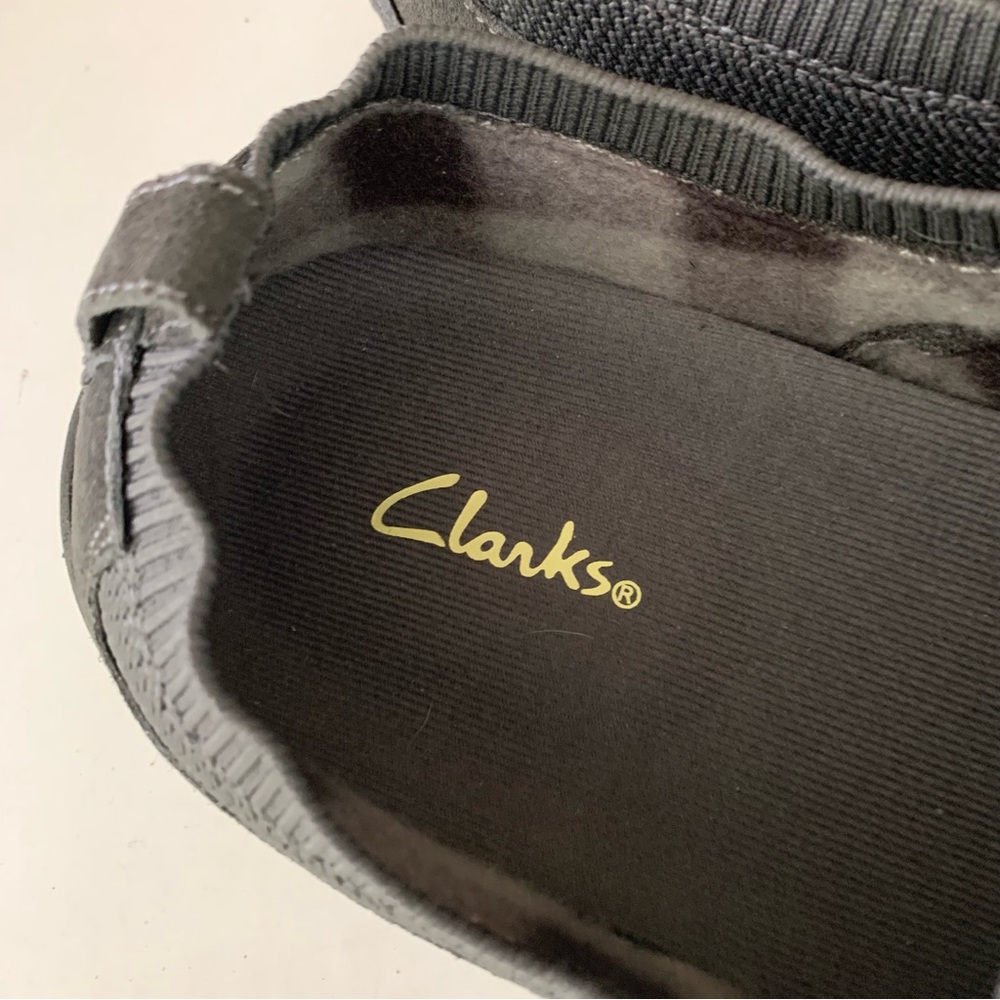 Clarks Mens Black Suede Slip On Comfort Loafer Slippers Shoes US 14 M - Picture 3 of 9